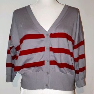 Armani Exchange Grey Red Stripe Medium Sweater